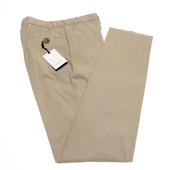 Hiltl NWT Chinos / Casual Pants Size 52 (36 US) Parma Solid Beige Cotton Blend